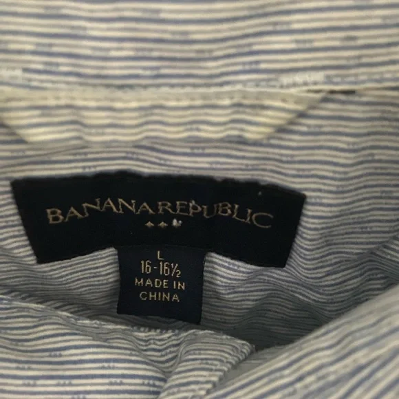 Banana Republic Striped Blue Short Sleeved Shirt - Picture 3 of 3